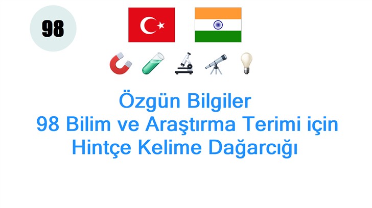 Özgün Bilgiler: 98 Bilim ve Araştırma Terimi için Hintçe Kelime Dağarcığı